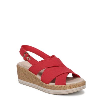 LifeStride Women's Rye Slingback Wedge Sandal, Red, 10M