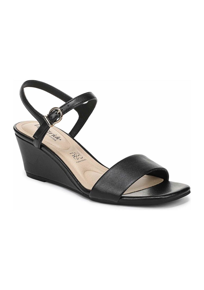 LifeStride Women's Sawyer Wedge Dress Sandals (Black) - Size 6.5 M