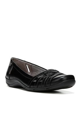 knee length dresses for ladies Vintage Life Stride Black Leather Square Toe Slip On Low Heels Women's   Shop Cool Vintage Decor