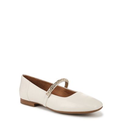 Naturalizer Women's Kelly Chain Mary Jane Flat, White, 11W