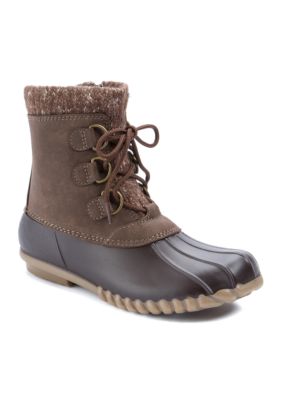 jenna buffalo plaid fold over duck boot