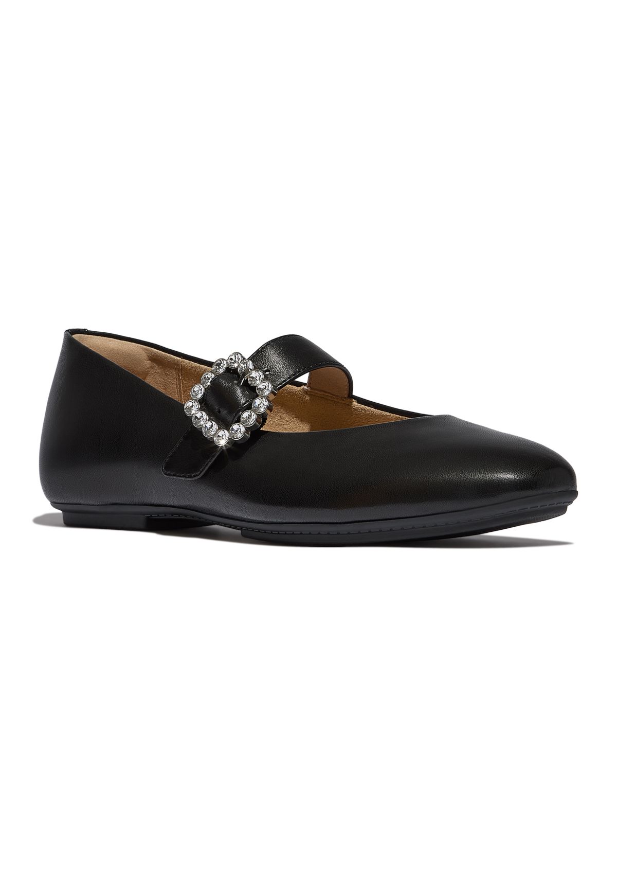 Delicato Crystal-Buckle Leather Mary Janes