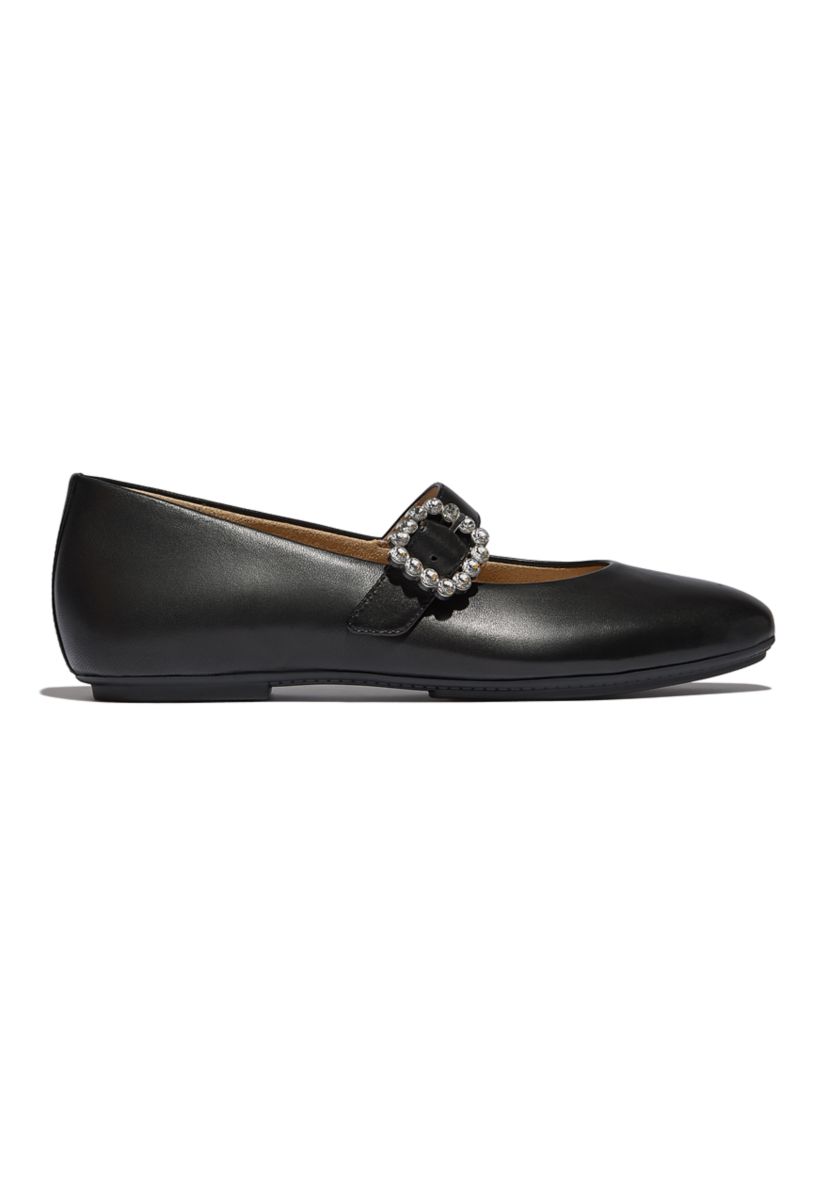 Delicato Crystal-Buckle Leather Mary Janes