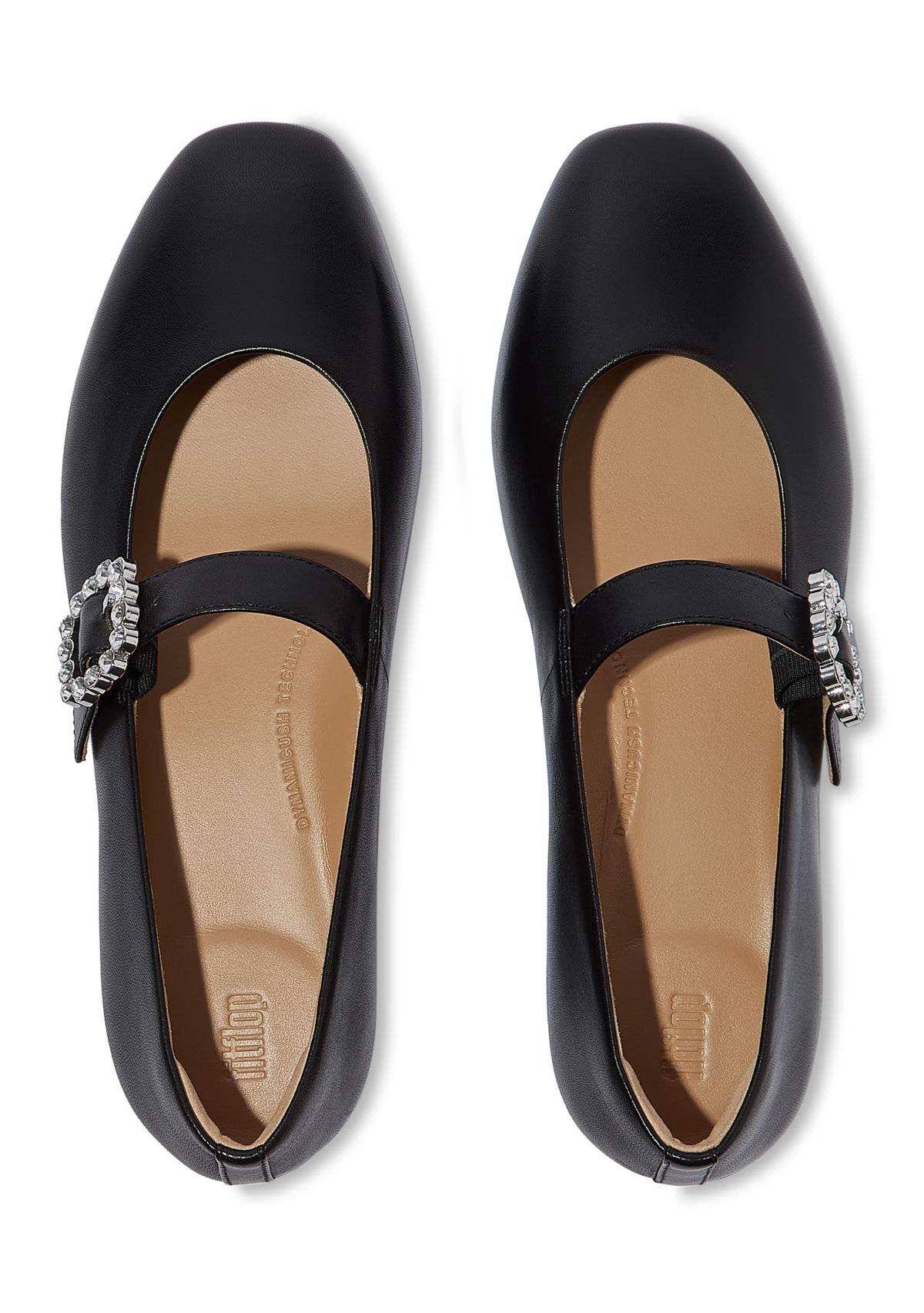 Delicato Crystal-Buckle Leather Mary Janes
