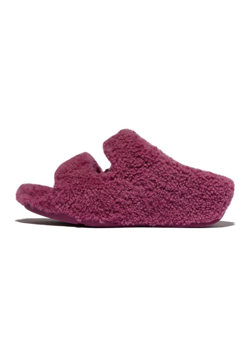 Shuv Curly-Shearling Two-Bar Slide Sandals