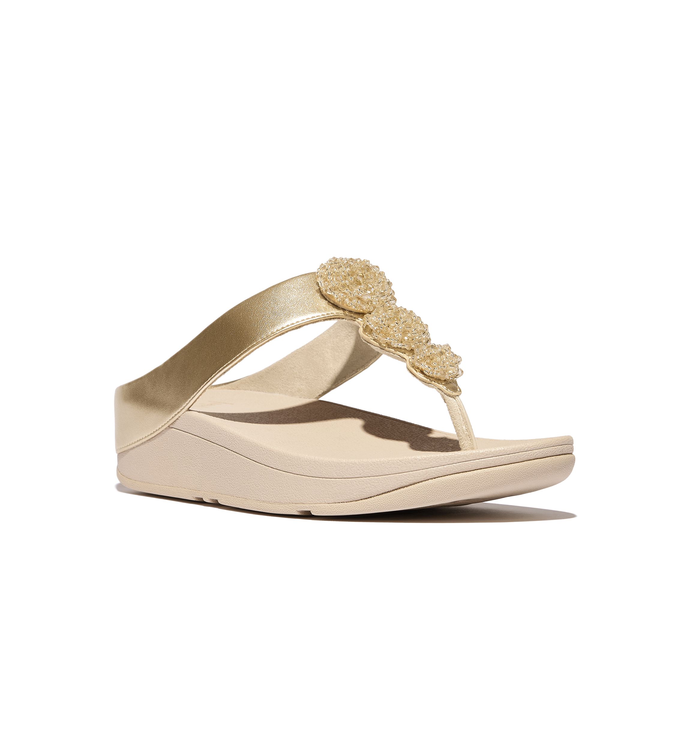 Fino Beadie-Button Metallix Toe-Post Sandals 