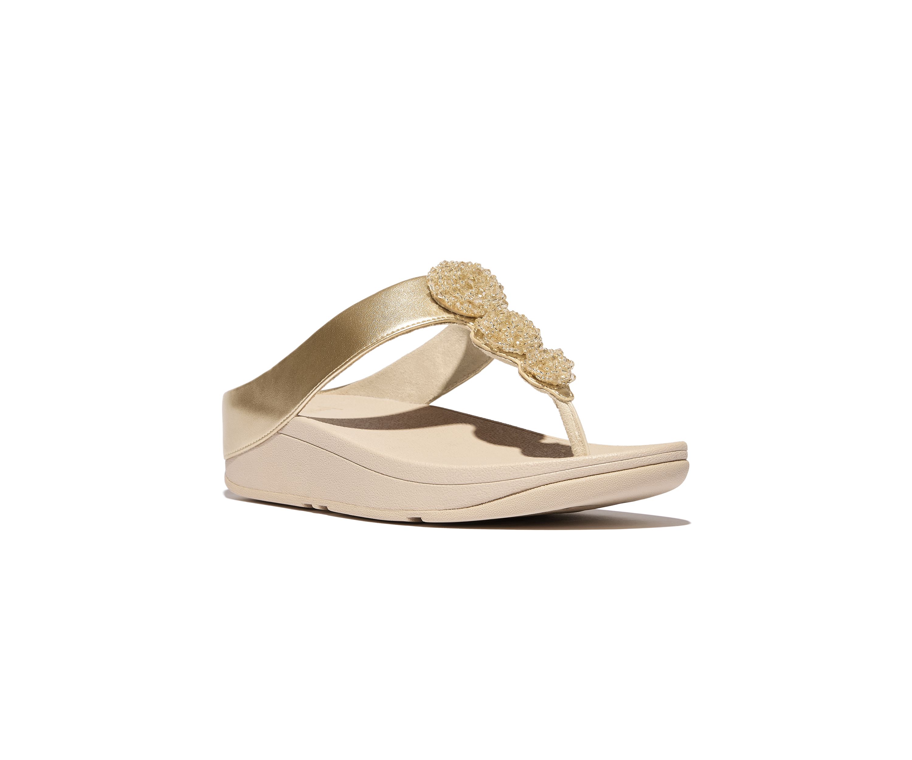 Fino Beadie-Button Metallix Toe-Post Sandals 