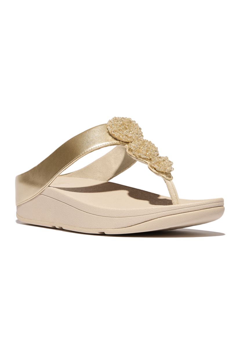 Fino Beadie-Button Metallix Toe-Post Sandals 