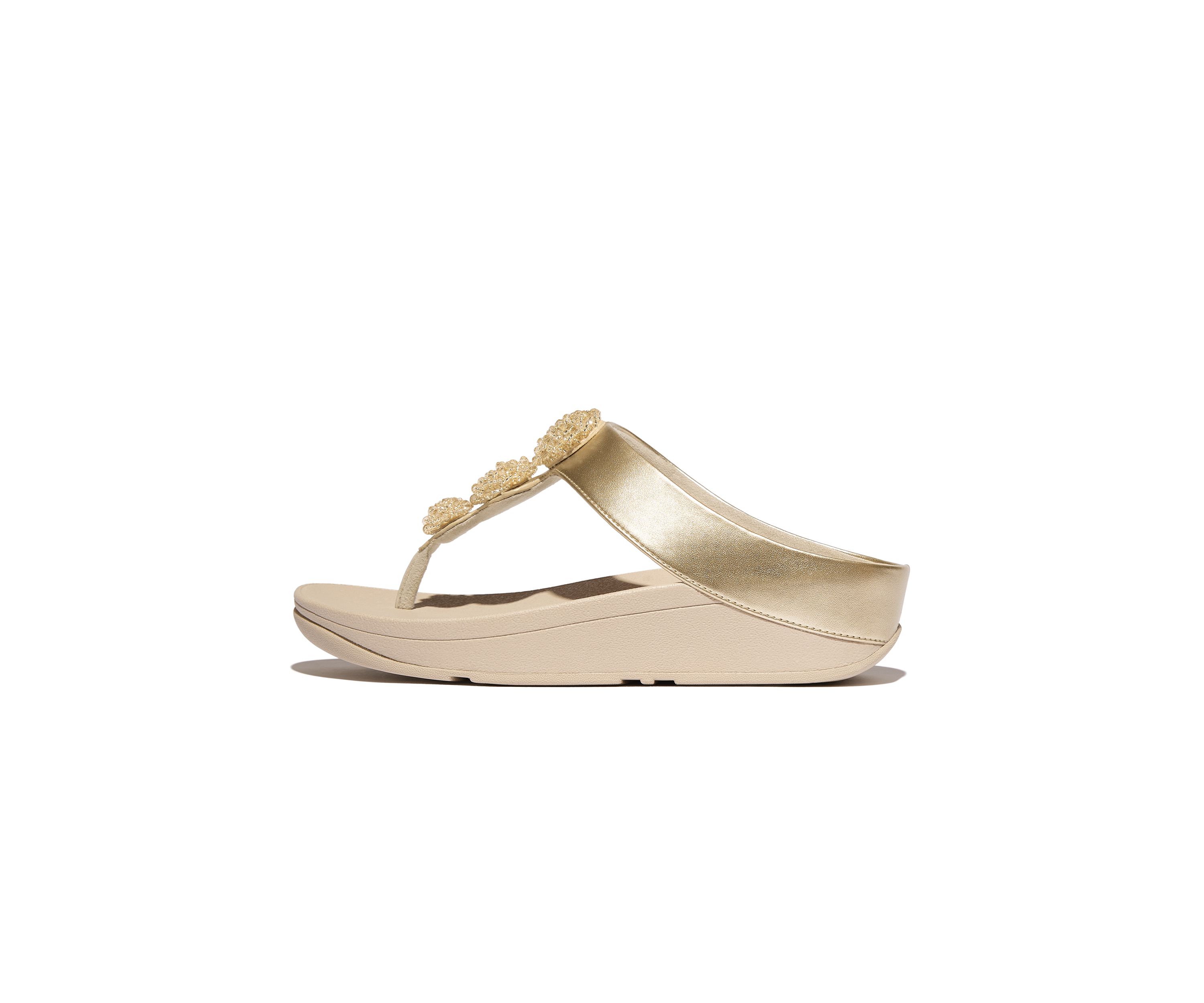 Fino Beadie-Button Metallix Toe-Post Sandals 