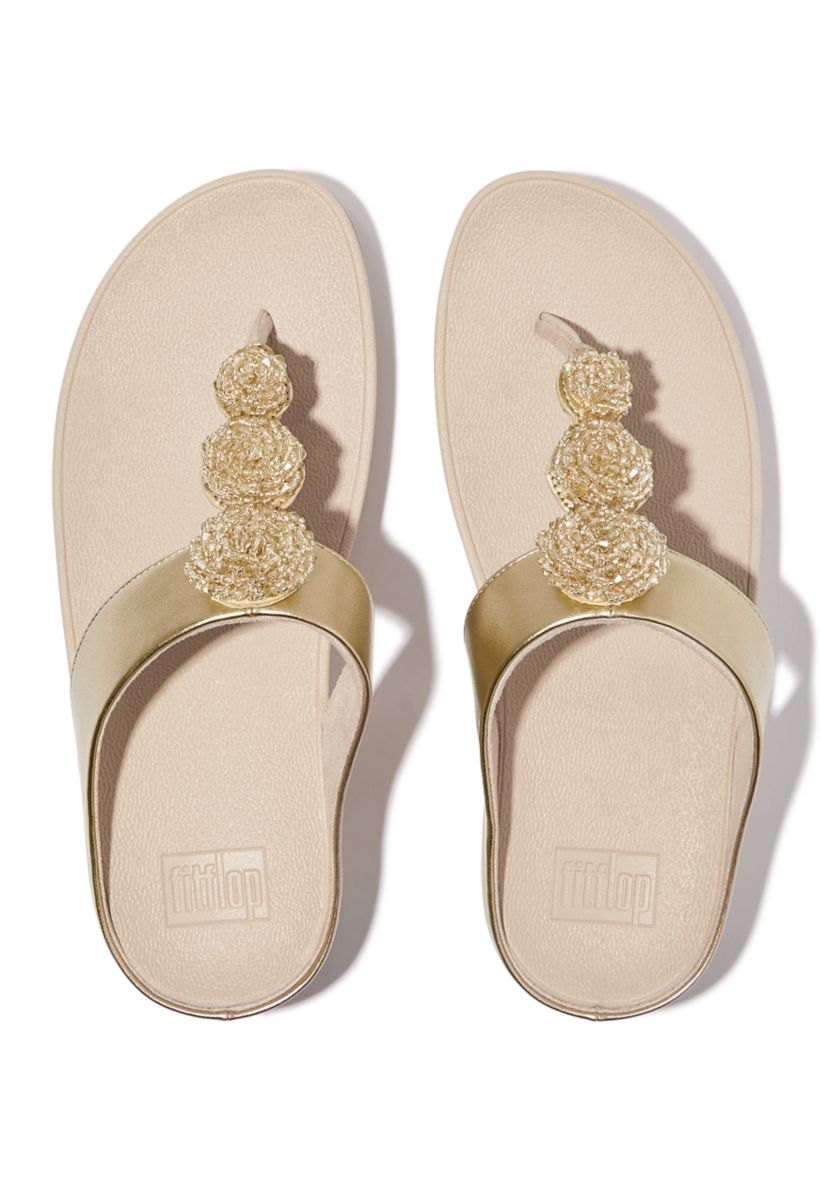 Fino Beadie-Button Metallix Toe-Post Sandals 