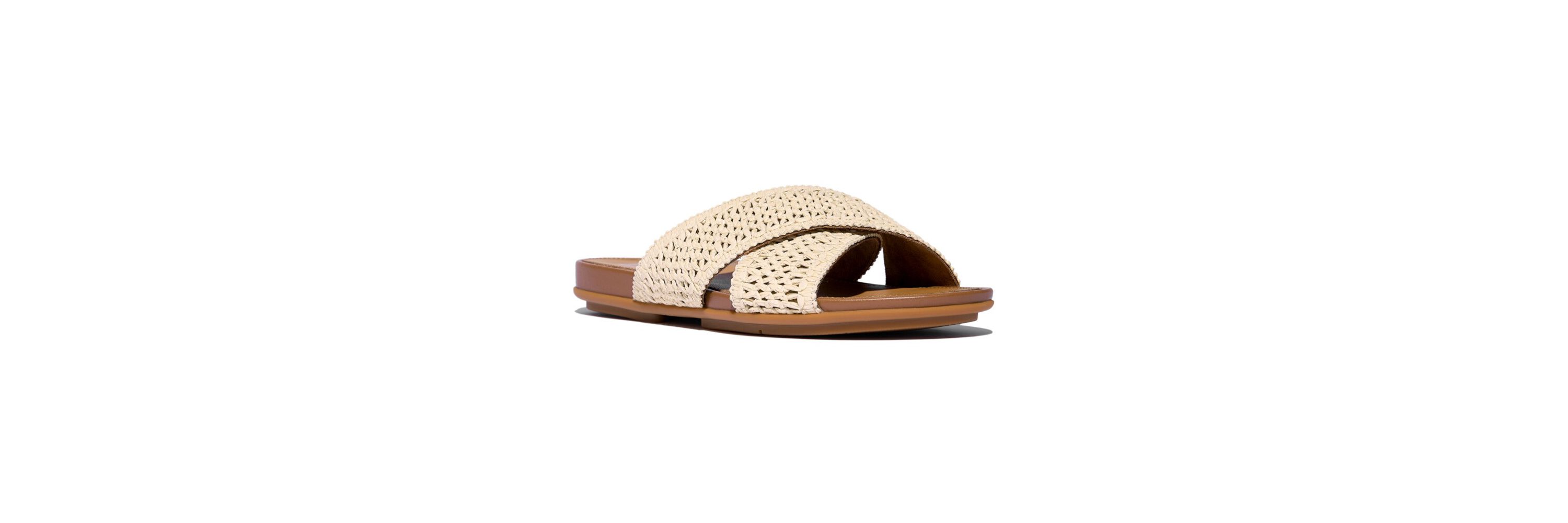Gracie Woven Cross Slide Sandals