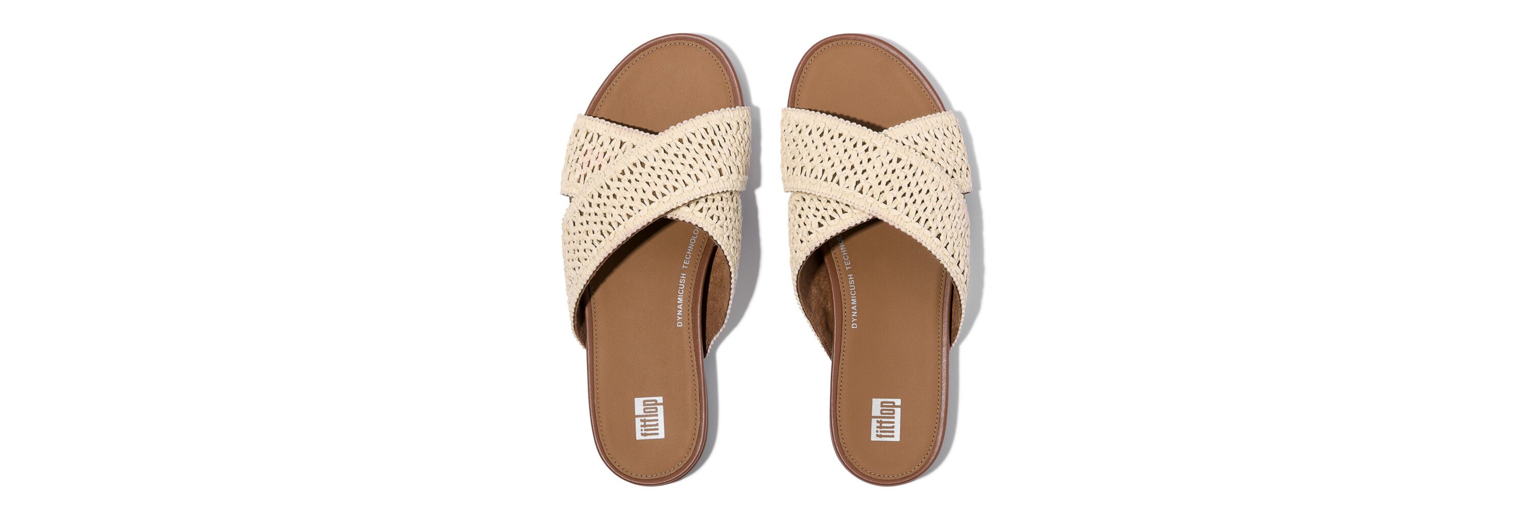 Gracie Woven Cross Slide Sandals