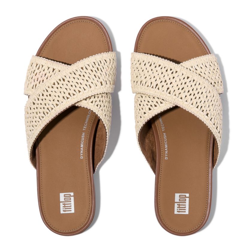 Gracie Woven Cross Slide Sandals