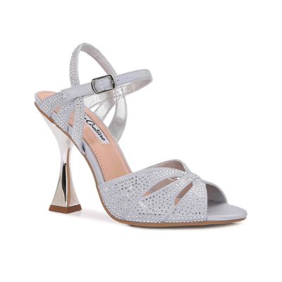 Lady Couture Women's Trisha Ankle Strap Micro Rhinestones Metallic Heel Sandal, Silver, 13M