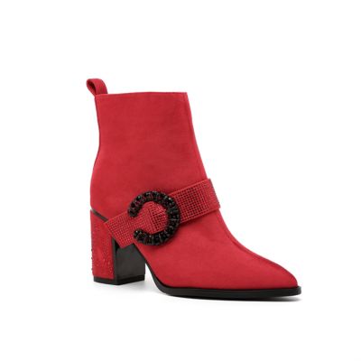 Ninety Union Women's Addison Rhinestone Strap Block Metal Trim Heel Ankle Bootie