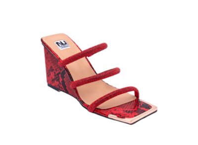 Ninety Union Women's Angel Open Toe Wedge Slide, Red, 12M