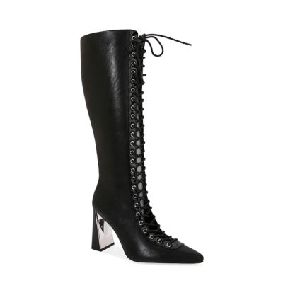 Ninety Union Women's Feline Front Lace Up Pointy Toe Knee-High Boot