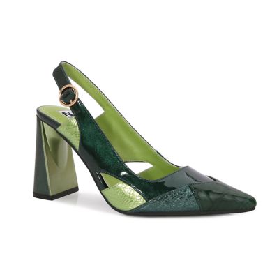 Ninety Union Women's Francis Multi Color Patchwork Metal Pointy Toe Slingback, Green, 6M