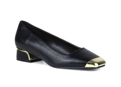 Ninety Union Women's Eagle Metallic Heel Cap Toe Flat, Black, 7M