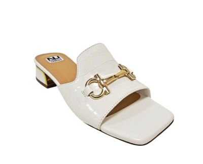 Ninety Union Women's Expo Open Toe Metal Trim Heel Slide, White, 13M