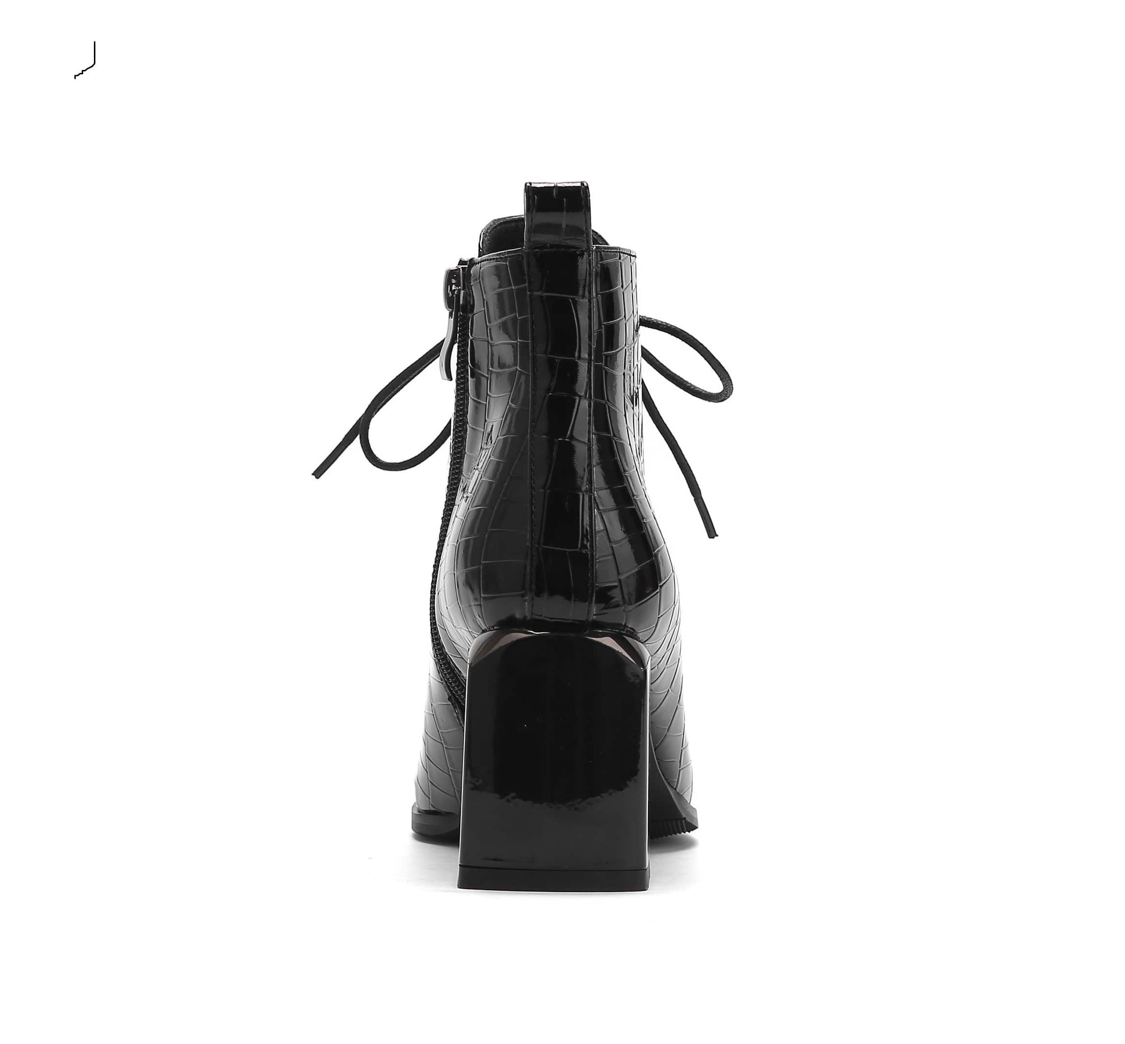 Fantastic, Croc Patent Lace-Up Bootie