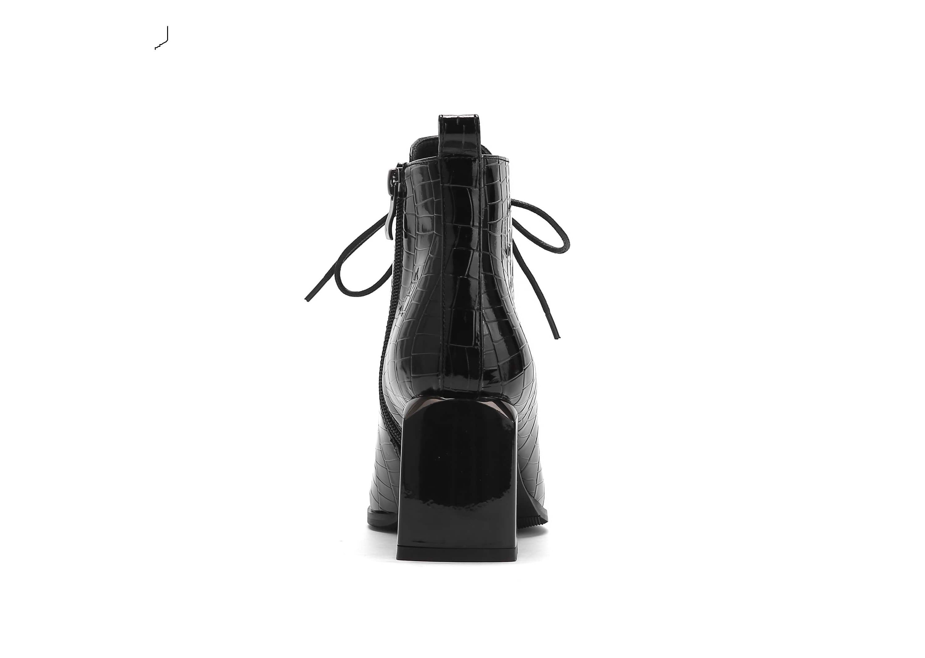 Fantastic, Croc Patent Lace-Up Bootie