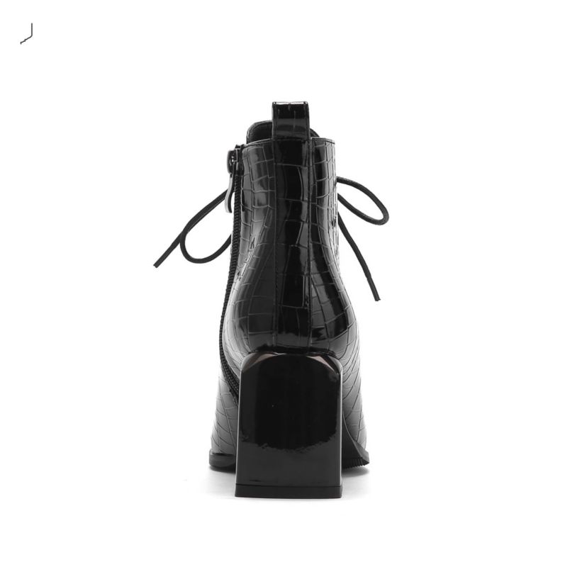 Fantastic, Croc Patent Lace-Up Bootie
