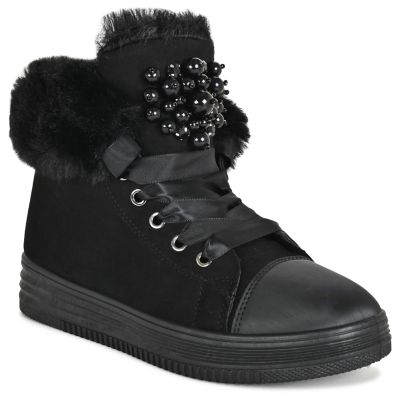 Ninety Union Women's Warm Fashion Athletic Mid Top Faux Fur Bootie With Pearl Trim