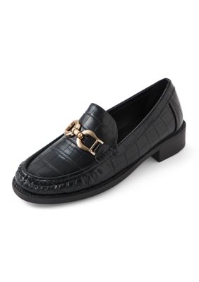 Taryn Rose Women's Croc Print Loafers, Black, 10