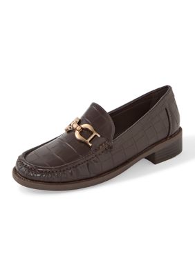 Taryn Rose Women's Croc Print Loafers, Brown, 10