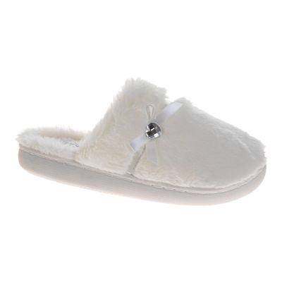 Badgley Mischka Women's Bow Slippers, White, 5M