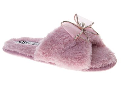 Badgley Mischka Women's Bow Comfort Slippers, Pink, 10M