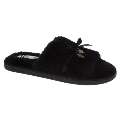 Badgley Mischka Women's Slippers Bow Slides, Black, 8M