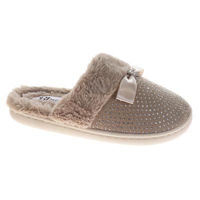 Badgley Mischka Women's Rhinestone Slippers, Beige, 10M