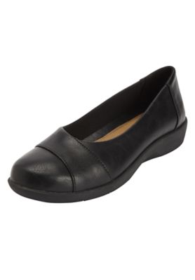 Comfortview Women's The Gab Faux Leather Slip On Flat, Black, 7WW