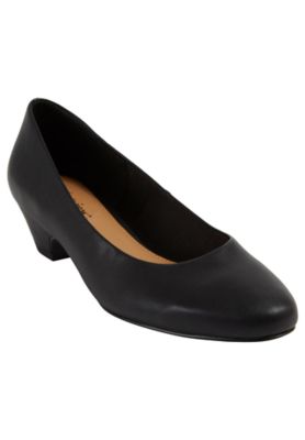 Comfortview Women's The Vida Leather-Like Slip On Pump, Black, 12M