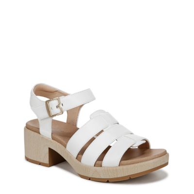 Dr. Scholl's Women's Oh Kay Block Heel Sandal, White, 8.5M
