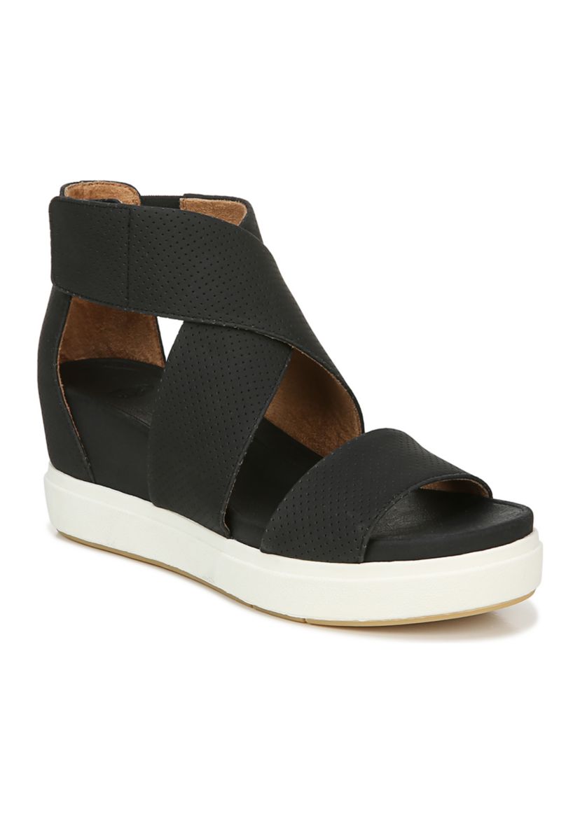 Sheena Strappy Sandals - Black, Smooth Perforated