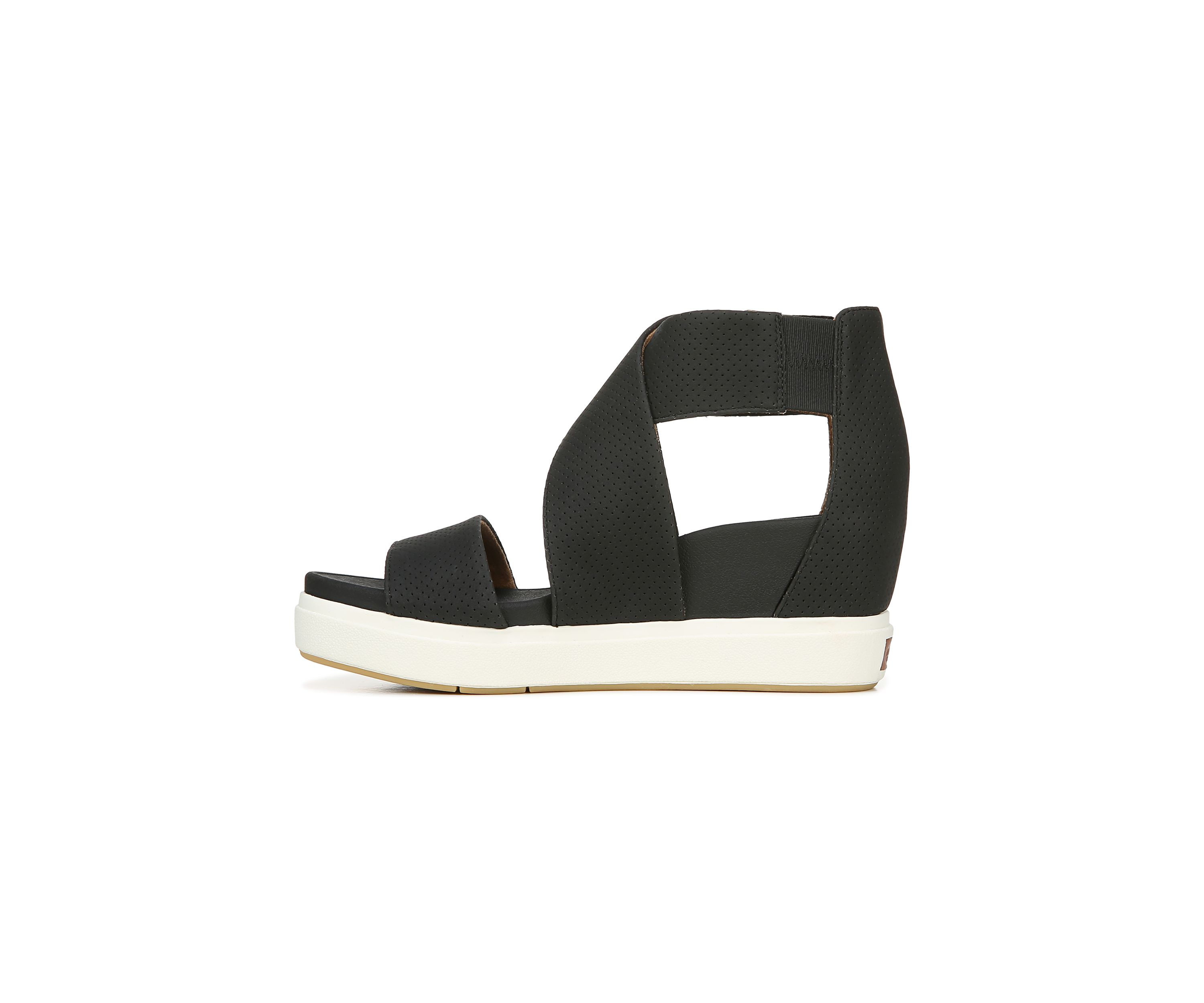 Sheena Strappy Sandals - Black, Smooth Perforated