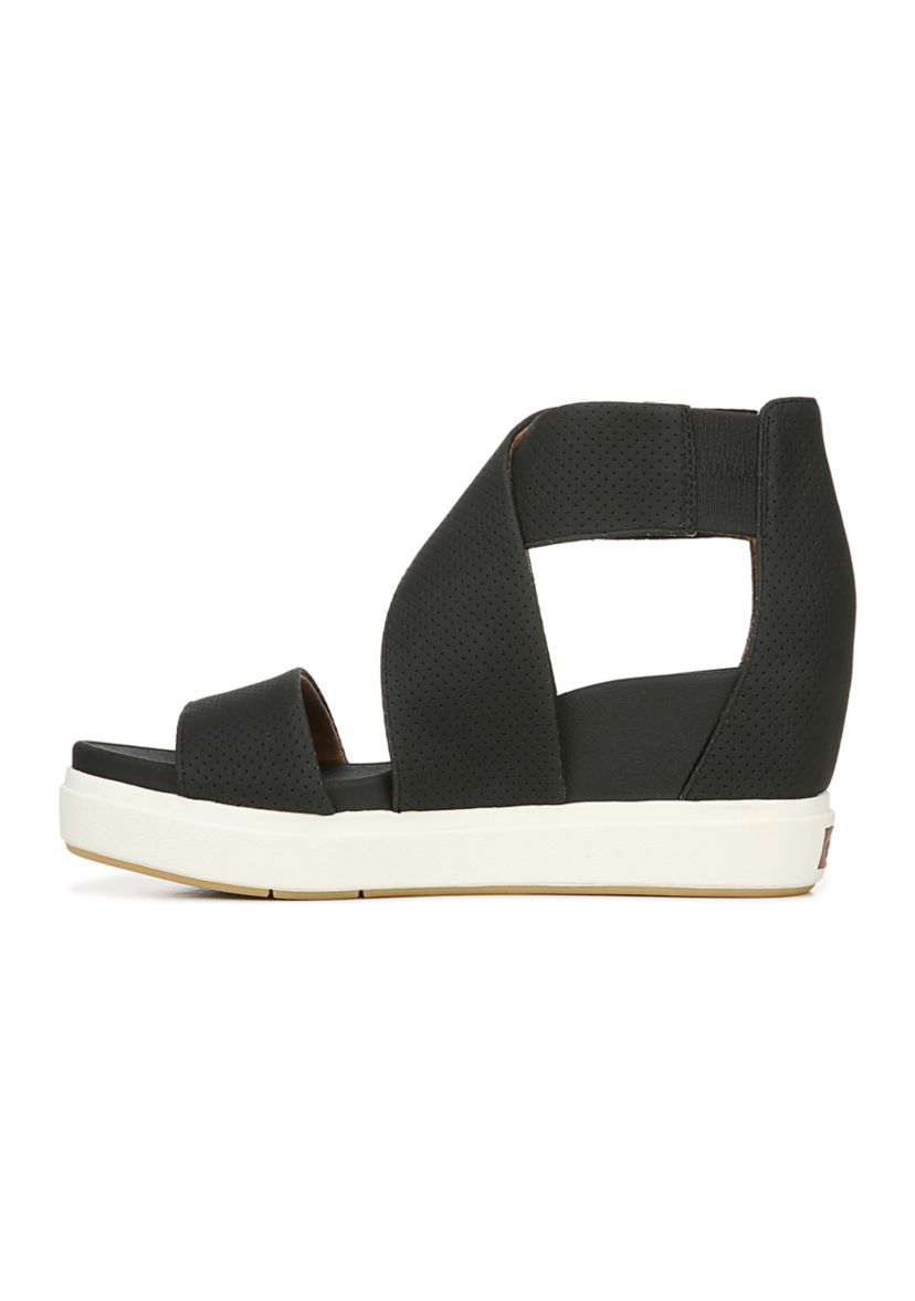 Sheena Strappy Sandals - Black, Smooth Perforated