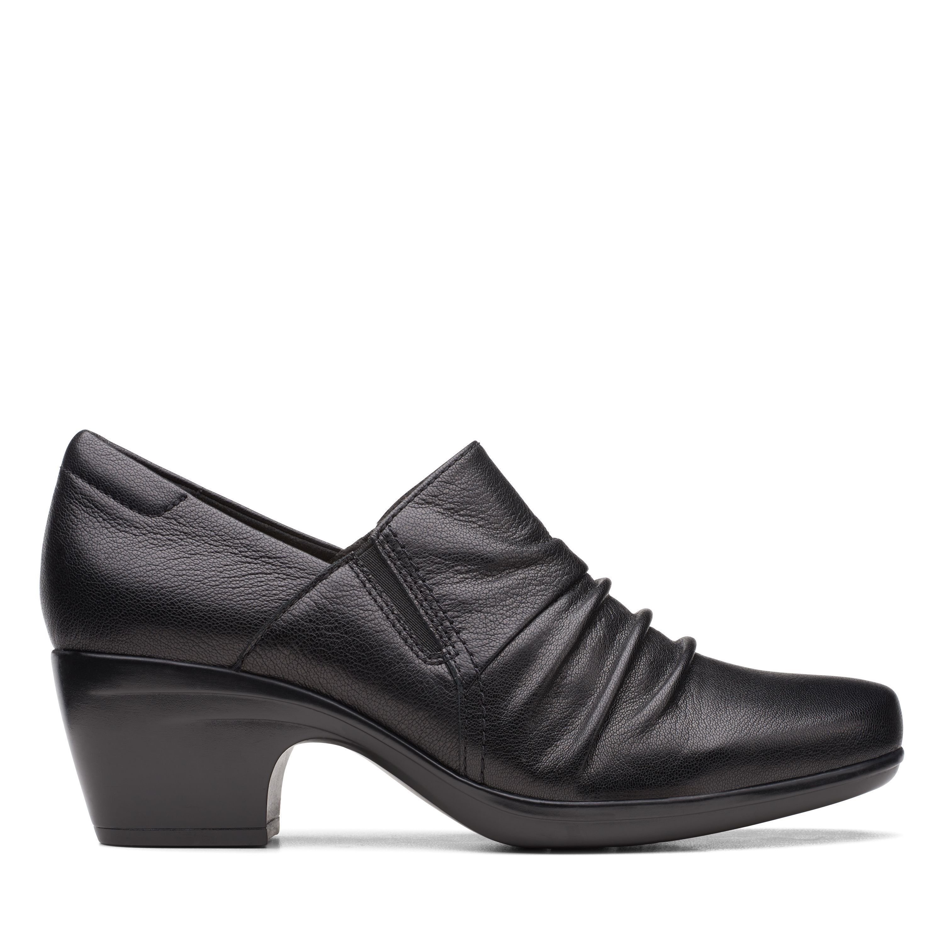 Scarpe Slip-on Donna Clarks Emily Step – Tomaia In Pelle Blu Navy, Tacco 5,7 Cm, Comode E Trendy