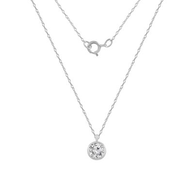 Peace Love World 10K Real Solid Gold Solitaire Necklace f Women, White