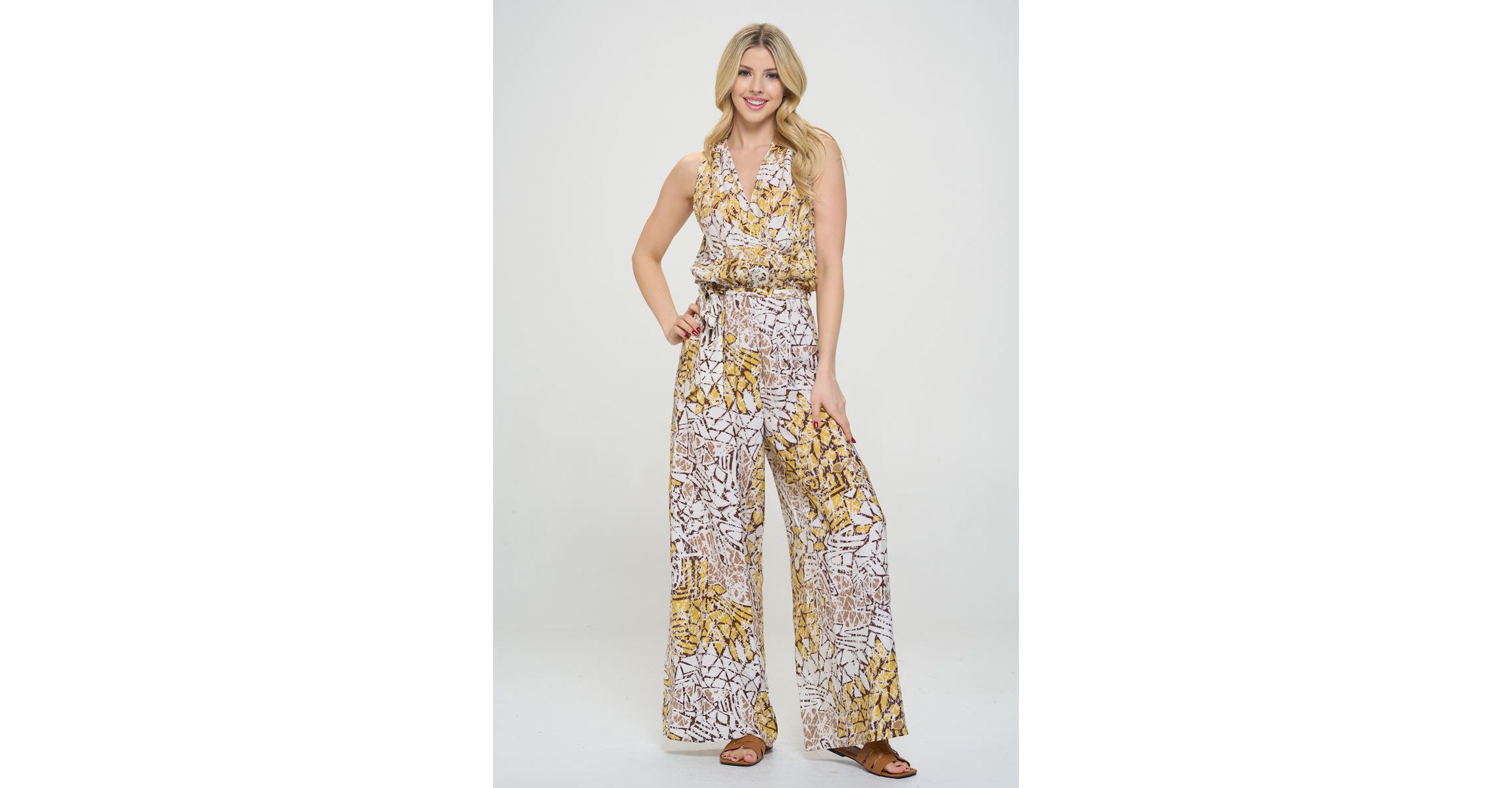 SURPLICE SLEEVELESS JUMPSUIT