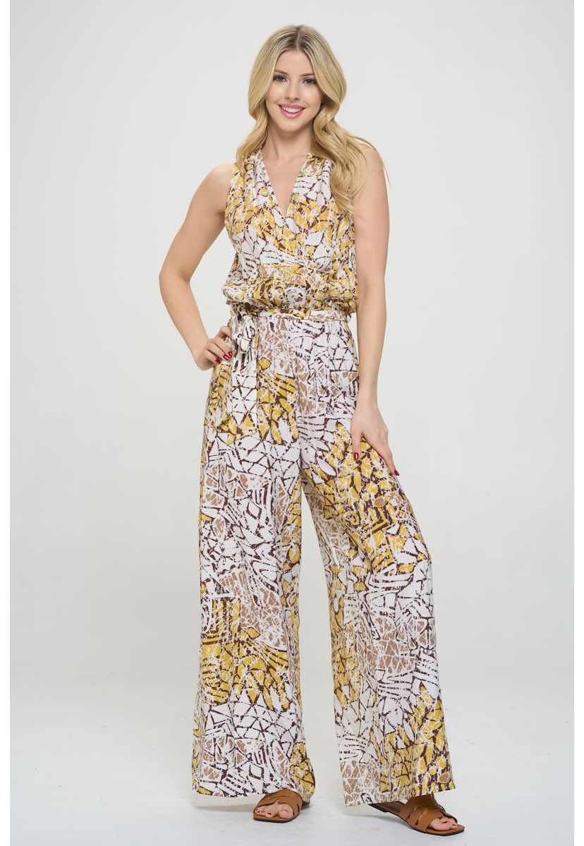 SURPLICE SLEEVELESS JUMPSUIT