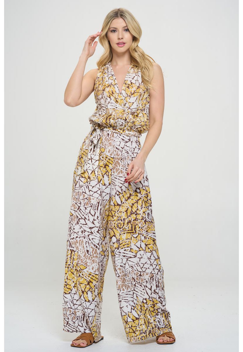 SURPLICE SLEEVELESS JUMPSUIT