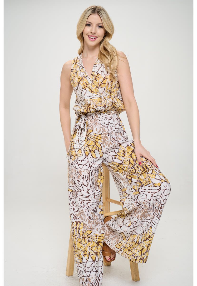 SURPLICE SLEEVELESS JUMPSUIT