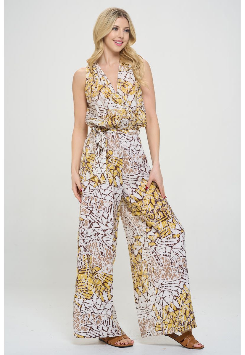 SURPLICE SLEEVELESS JUMPSUIT