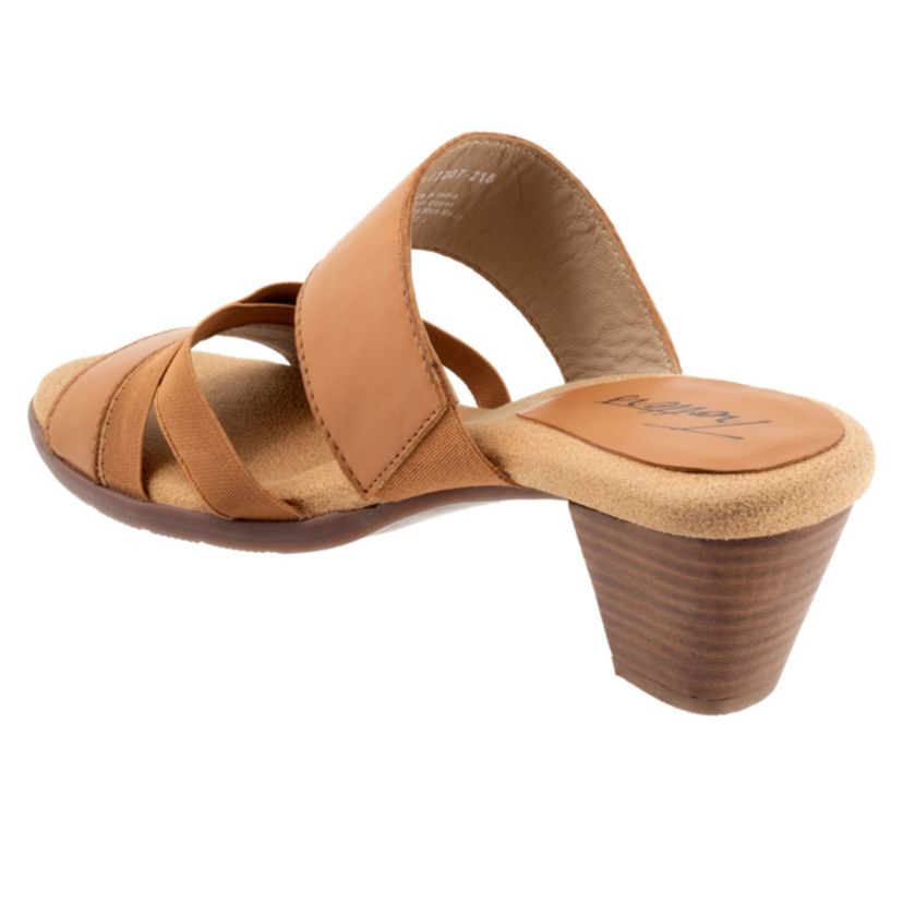 The Maxine has crossing stretch straps as well as an elastic v-gore for a comfortable fit. Maxines easygoing style and stacked heel keeps thing playful and chic.