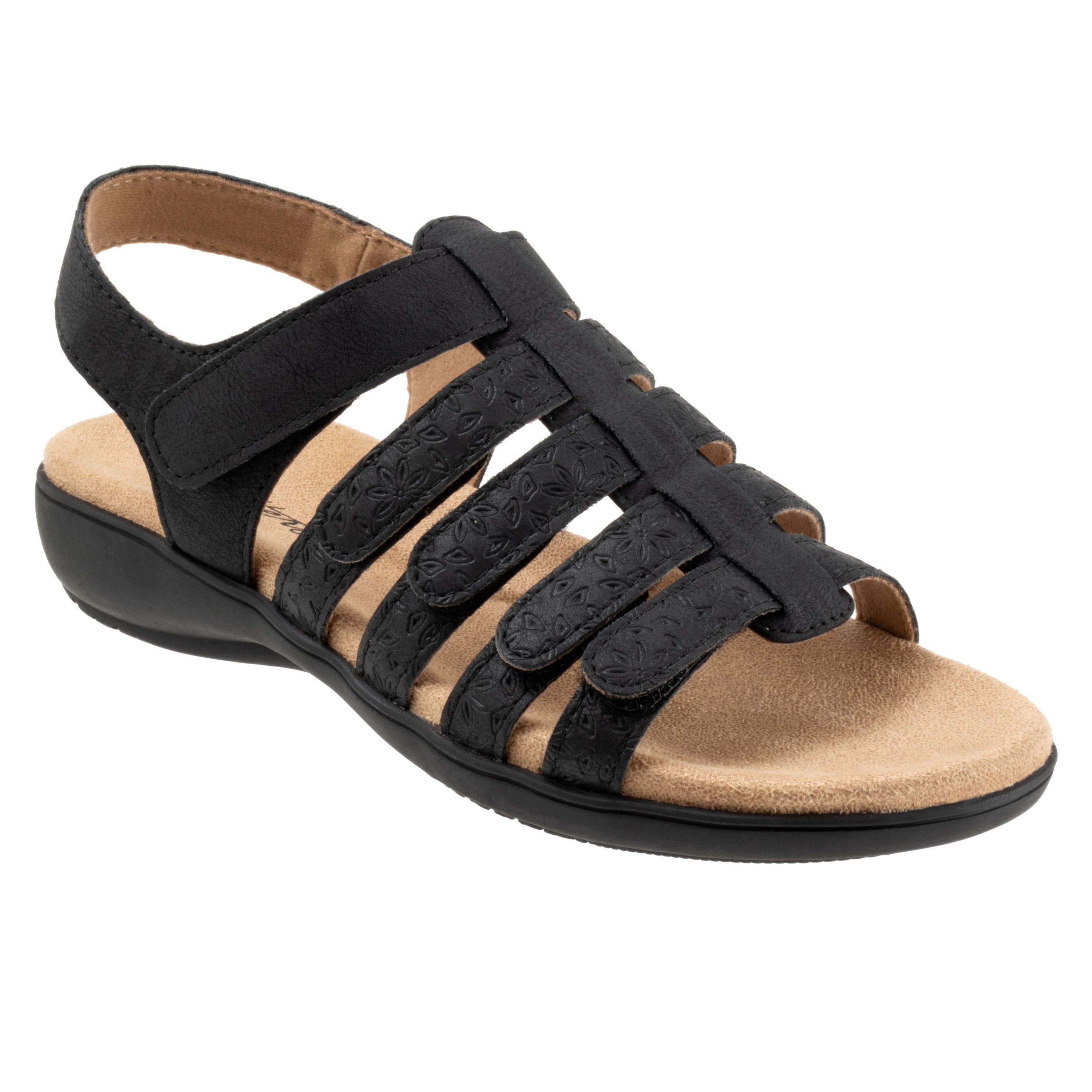 The Tiki Tool takes the Tiki sandal another direction with a beautiful floral pattern embossed on the straps. A memory foam cushioned and contoured footbed with arch support provides all day comfort and all of the straps are adjustable to fit you.