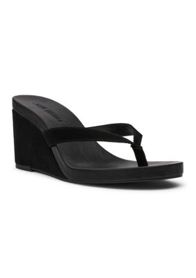 Steve Madden Women's Playing Wedge Sandals, Black, 10M